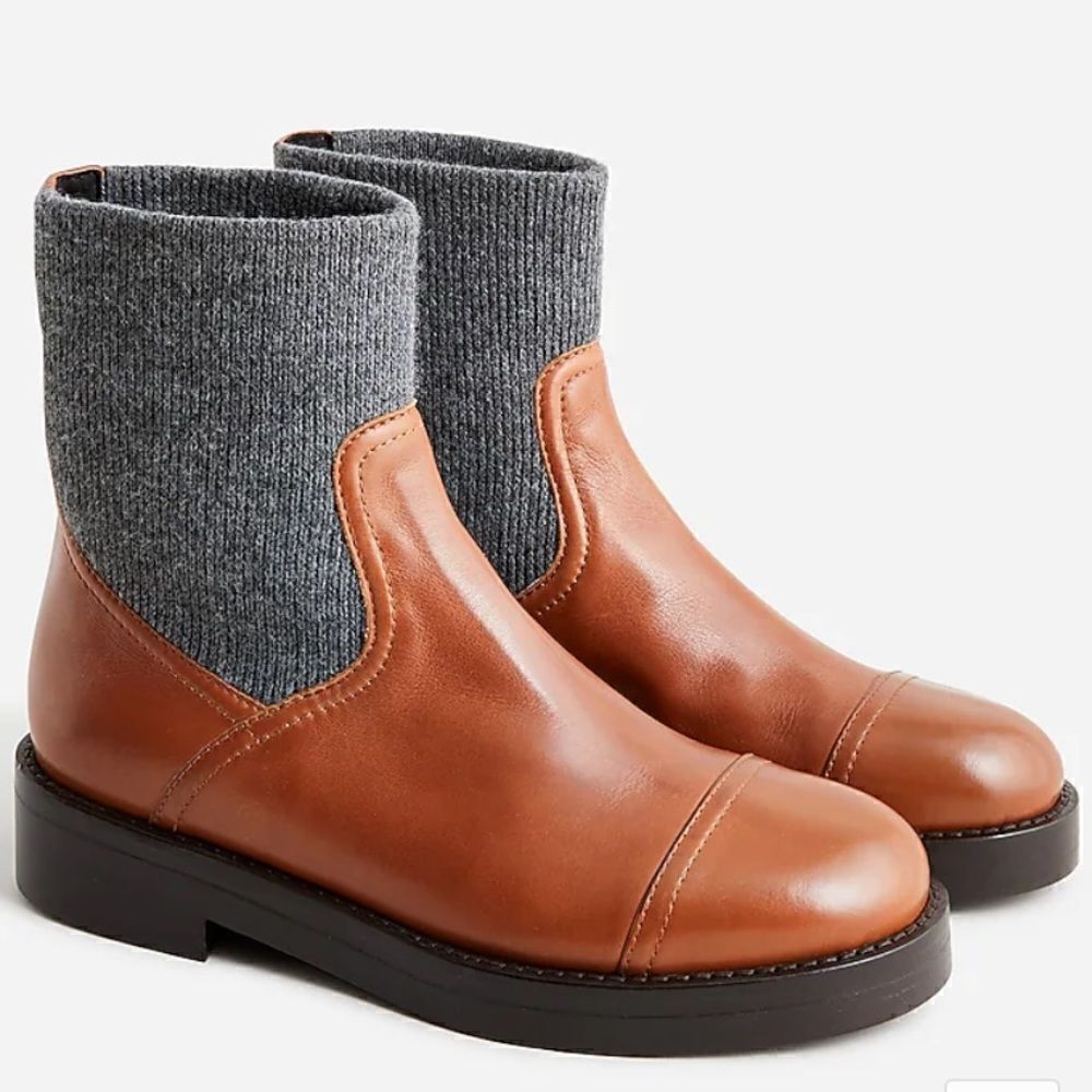 J. Crew Rib-cuff boots in Italian leather*